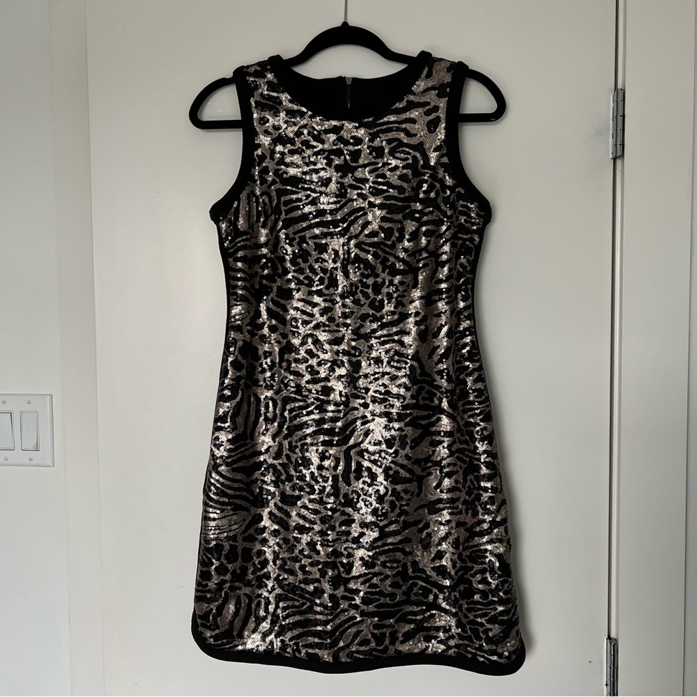 Vince Camuto Sequin Animal Print Mini Dress Size 4
